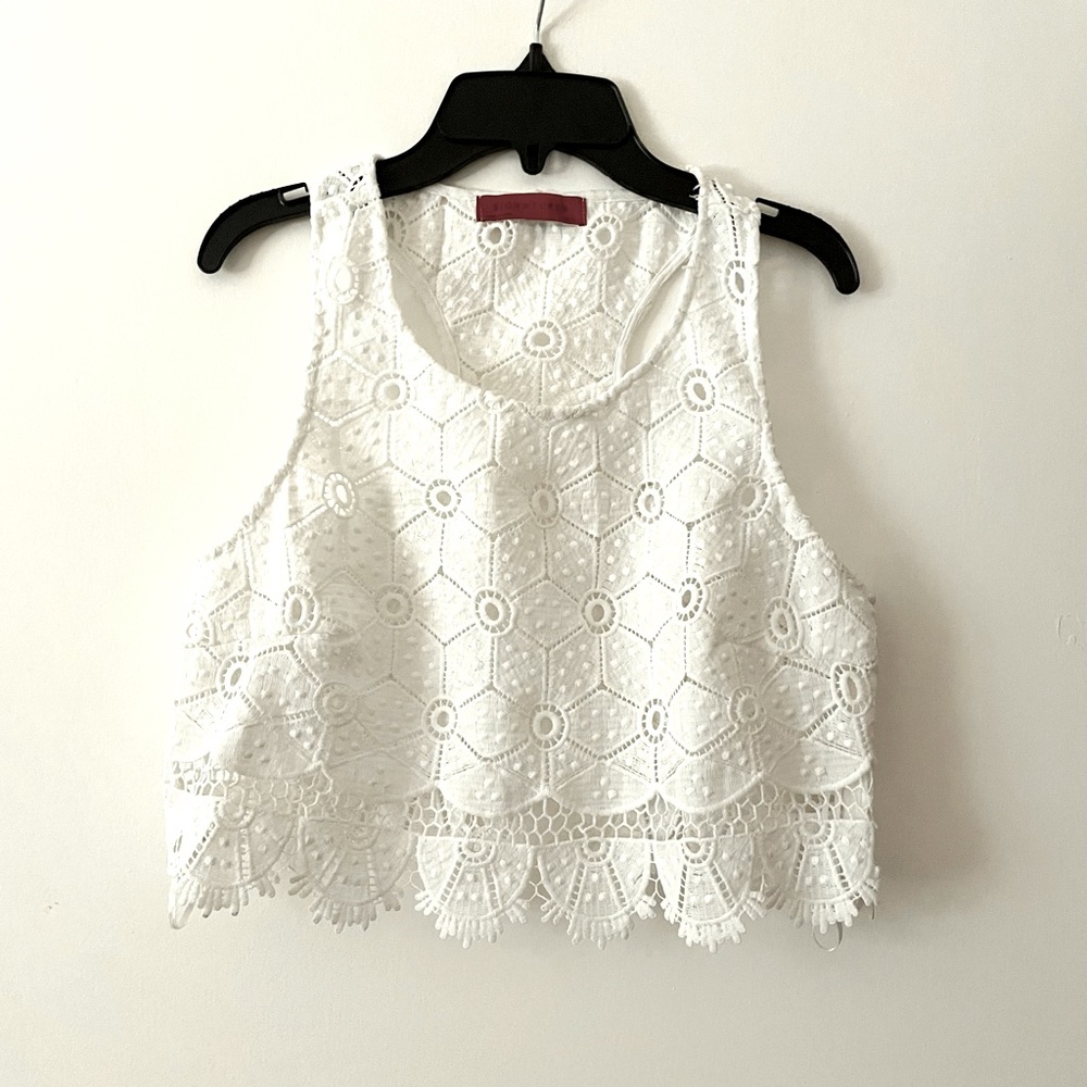 White Sleeveless Crop Top